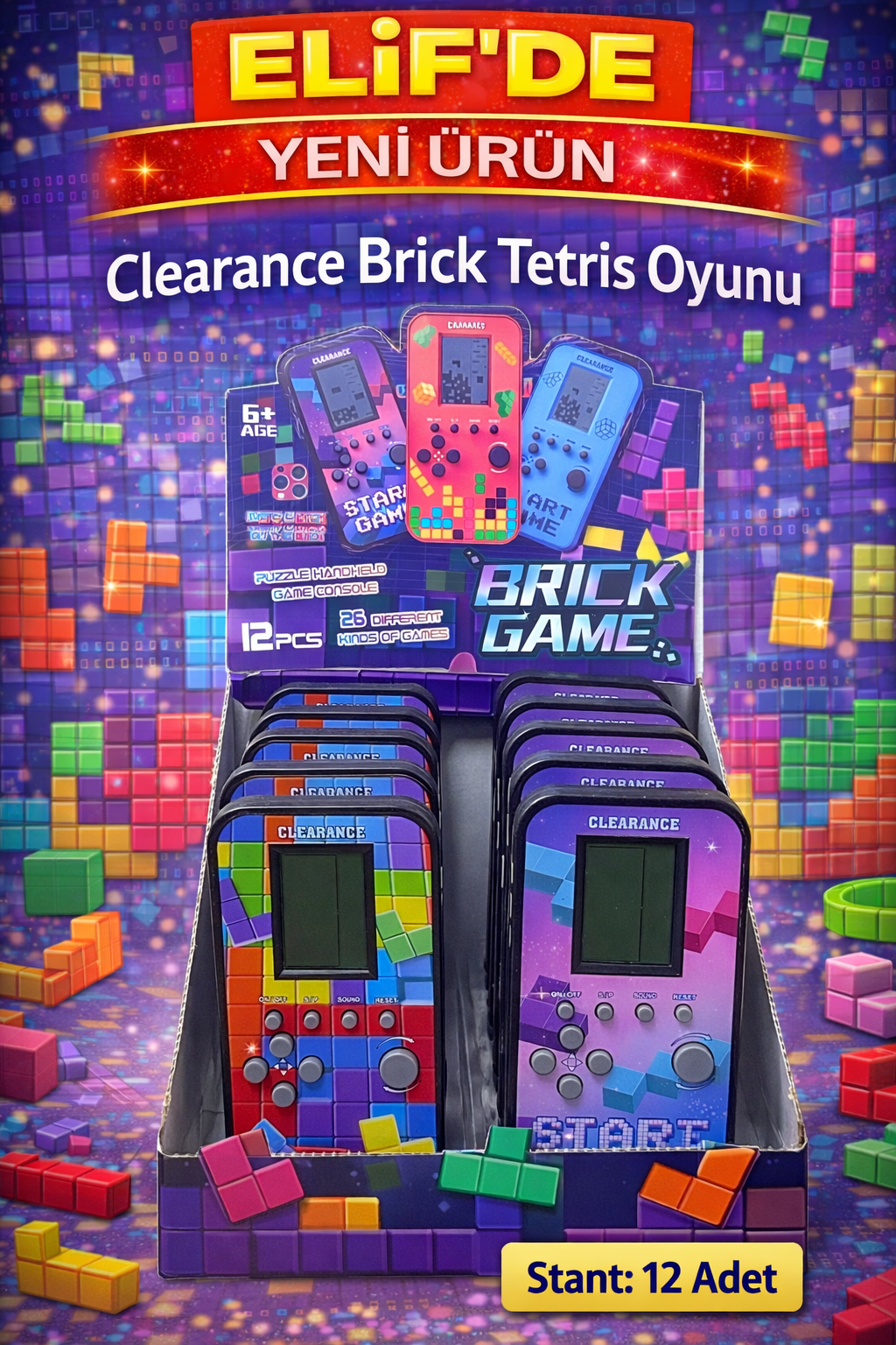 CLEARANCE BRICS TETRİS OYUNU / 12li Stant