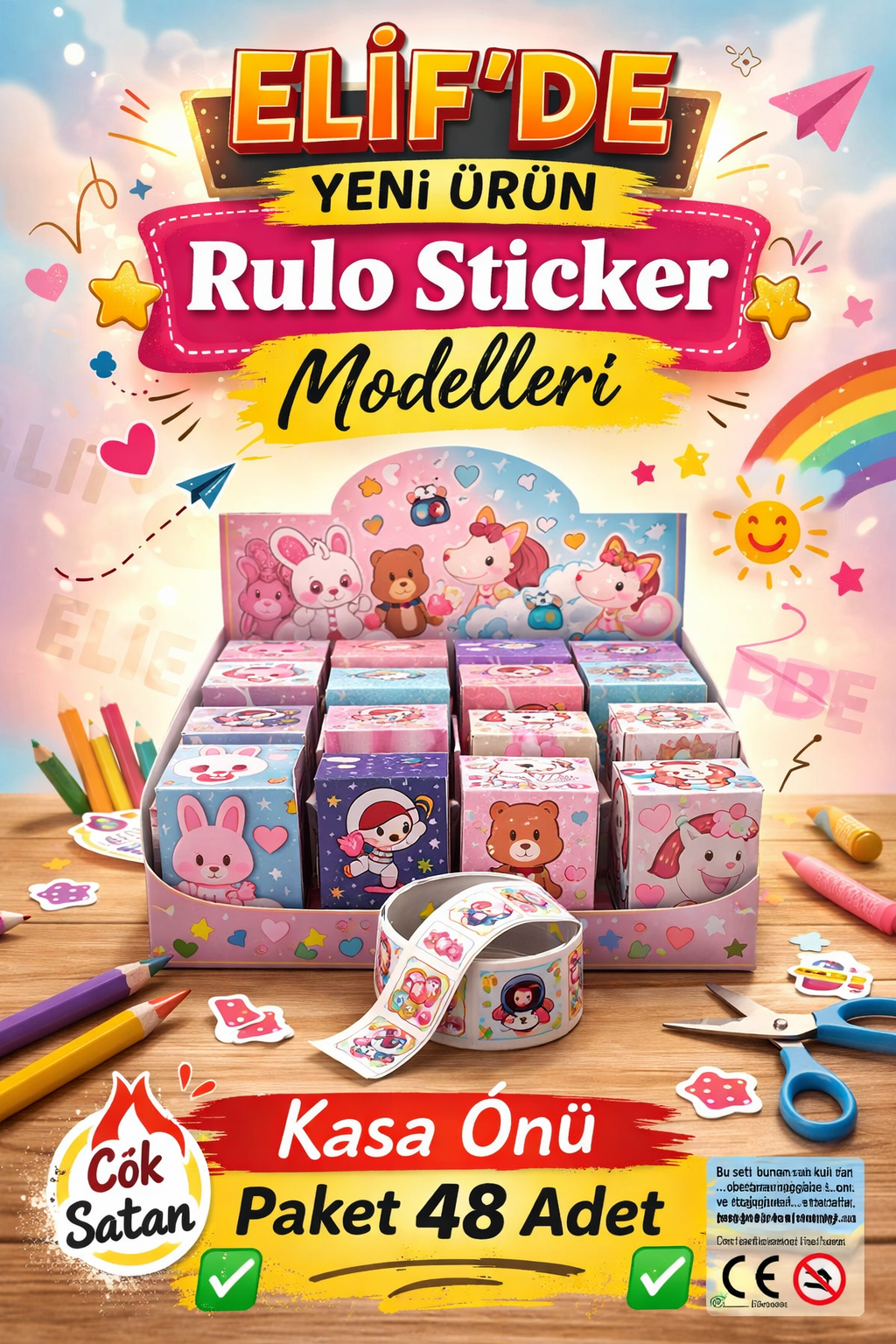 RULO STICKER Kuromi-labubu / 48li Kutu
