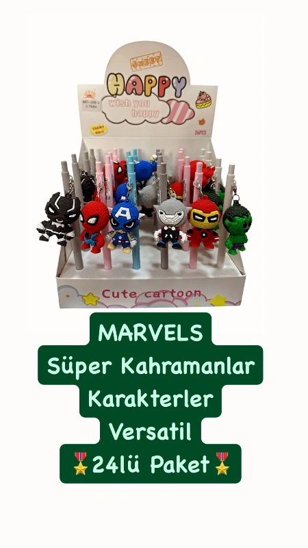 Marvels Karakterli Süper Kahramanlar Kalem / 24lü Stant