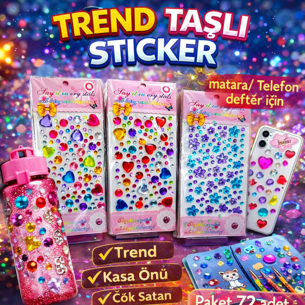 TREND TAŞLI STİCKER / 72li Paket
