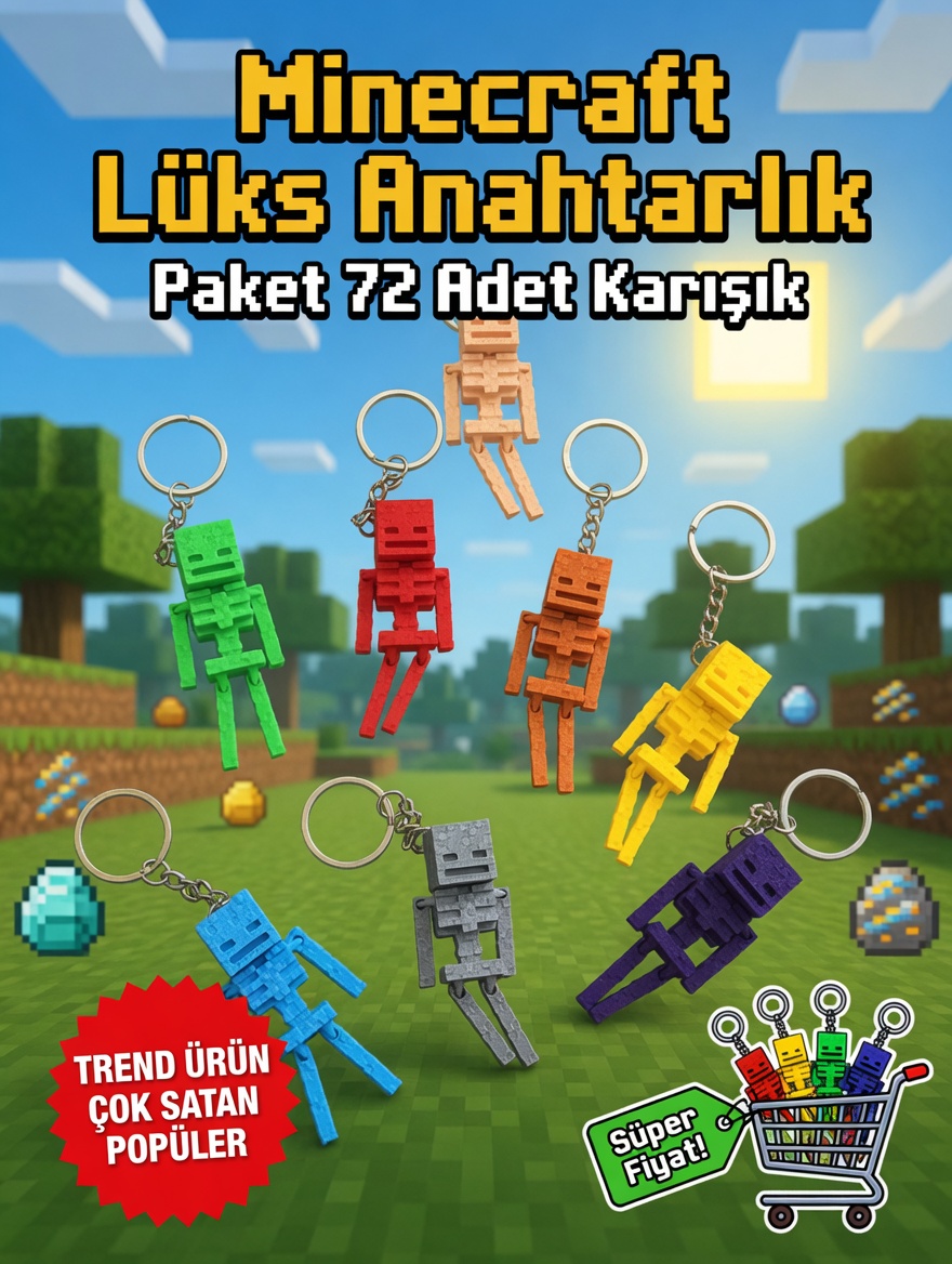 Minecraft Anahtarlık / 72li Kavanoz