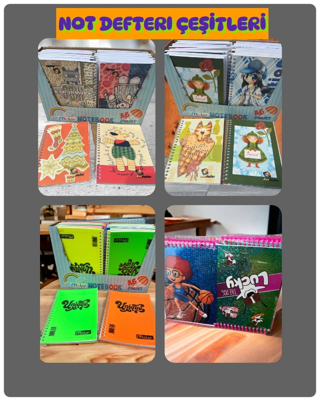 A6 Spiralli Not Defteri Çeşitleri / 120li Karma Paket