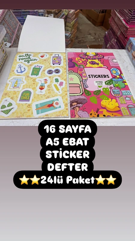 A5 Trend Model Sticker Defter 16 Sayfa / 12li Paket