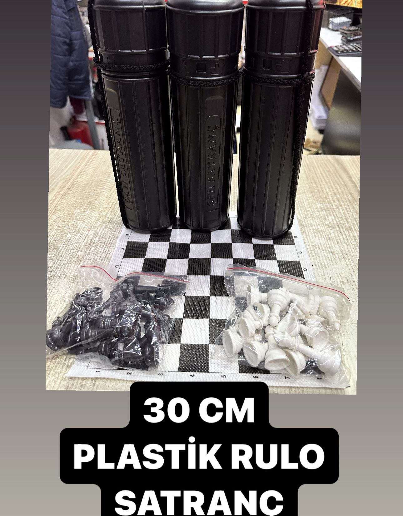 30CM PLASTİK RULO SATRANÇ / 24LÜ KOLİ