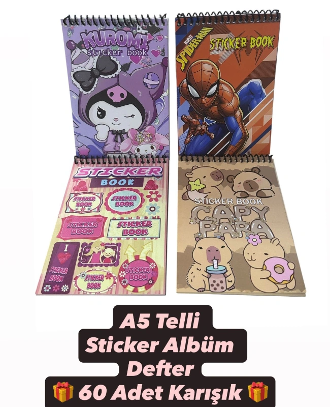 A6 Telli Sticker Defter / 60lık Paket Karışık