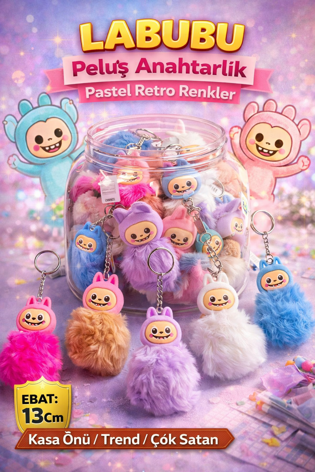 Labubu Peluş Anahtarlık / 24lü Kavanoz