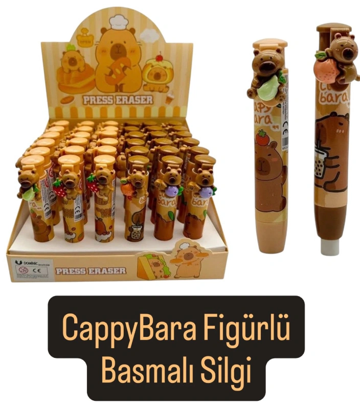 CAPPYBARA FİGÜRLÜ BASMALI SİLGİ / 36LI STANT