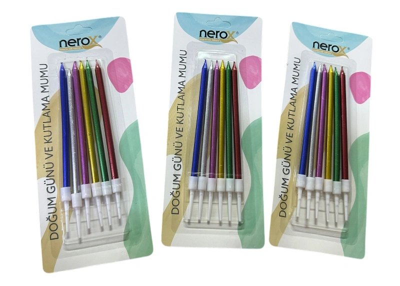 Adet: 16,5₺ / No: 3016 Yeni Metalik Kalem Boy Pasta Mumu/ 24lü Paket