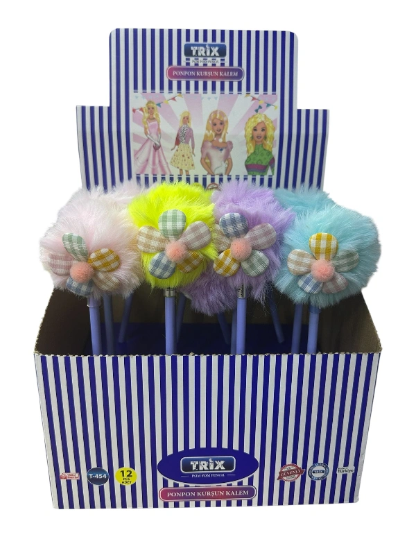 Adet: 25₺ / T-454 TRİX SÜSLÜ PONPONLU KURŞUN KALEM / paket 12li