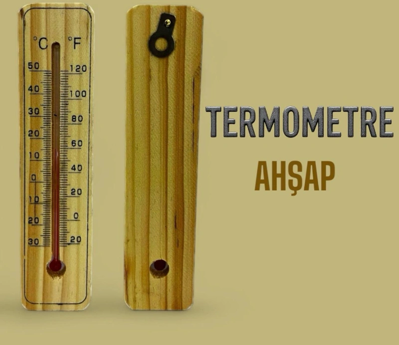 Adet:  37,50 ₺ / Eko Model Ahşap Termometre  /  12li Paket