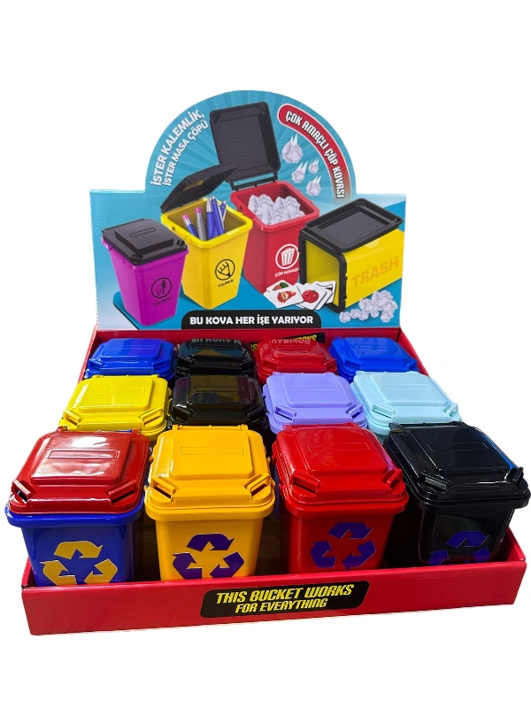 Mini Çöp Kutusu Kalemlik / 12li stant