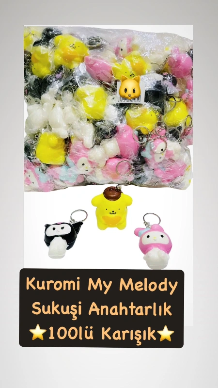 Kuromi My Melody Ailesi  Sukuşi  Anahtarlık / 100lü paket