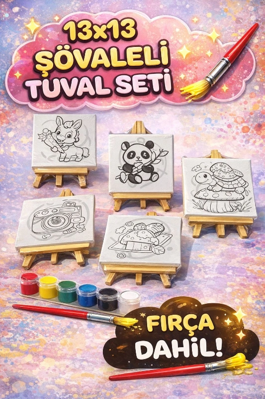 13 X 13 RESİMLİ ŞÖVALELİ TUVAL SETİ