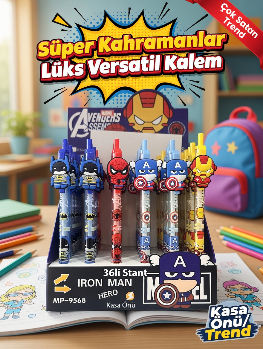 Marvels Super Kahramanlar  Lüks Versatil Kalem / 36li Stant