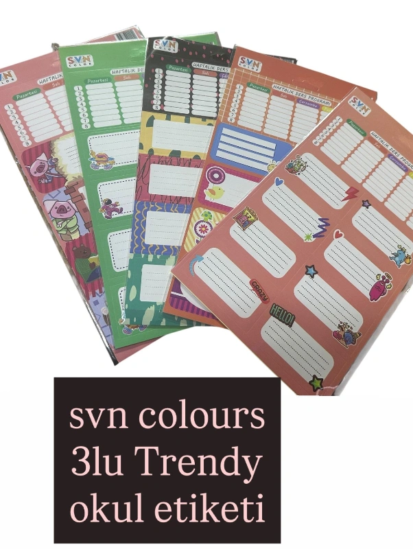 SVN COLOURS 3LÜ OKUL ETİKETİ / 50 SET PAKET