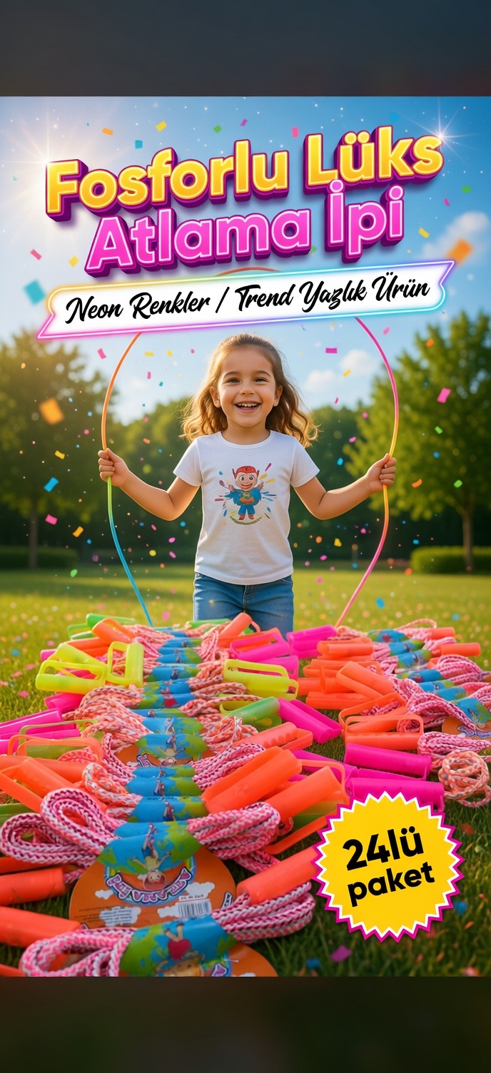 Fosforlu Aktoys Lüks Atlama İpi/ 24lü Paket