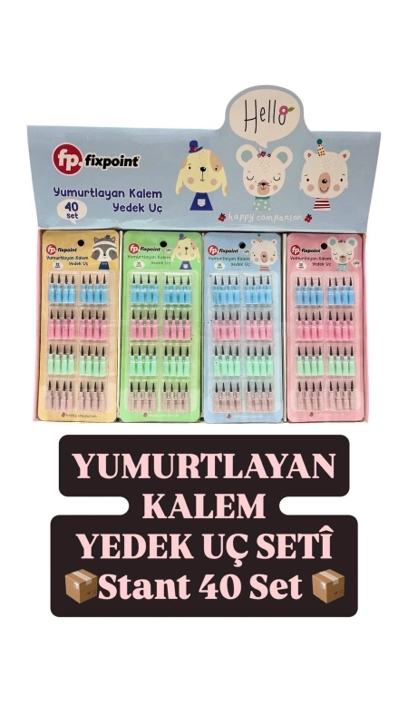 YUMURTLAYAN KALEM YEDEK UÇ SETİ / 40LI STANT