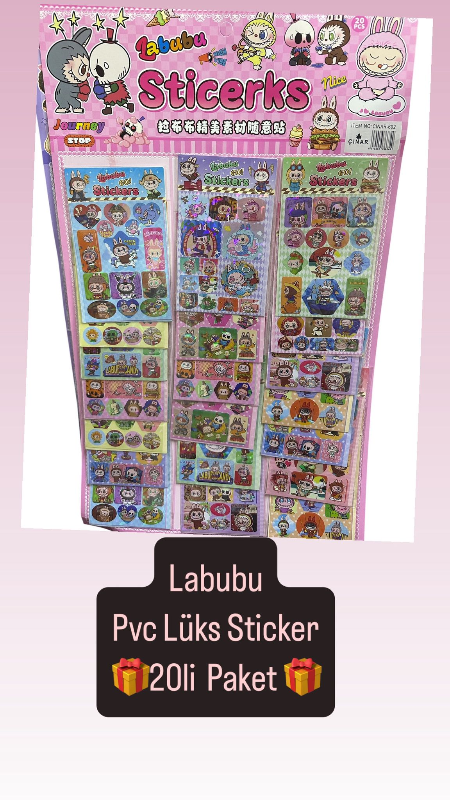 Adet: 12,5 ₺ / LABUBU PVC Lüks Sticker / paket 20li