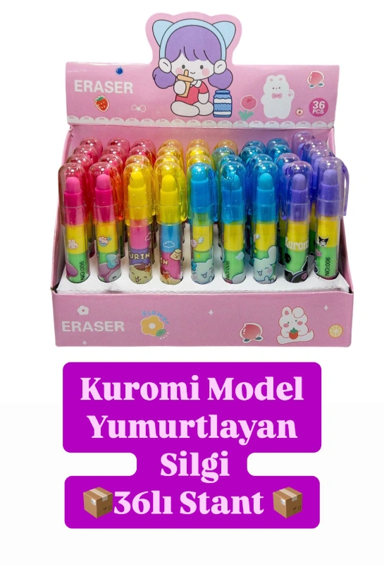 Kuromi  Model Yumurtlayan Silgi /  36lı Stant