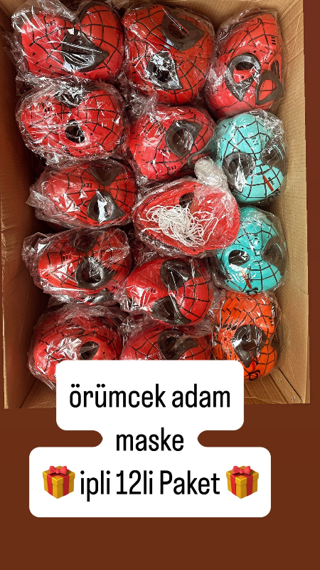 ADET: 12,5₺ / SpiderMan İpli Maske /  Paket 12li