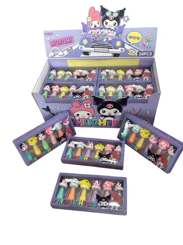 Lüks Model Kuromi Fosforlu Kalem Seti / 24lü Stant