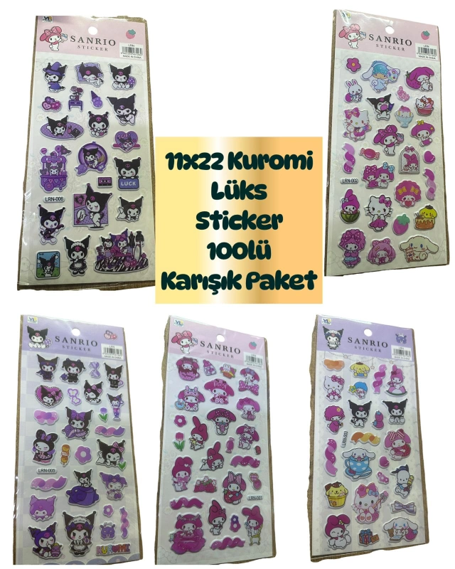 11x22 Kuromi Sticker / 100lü Paket