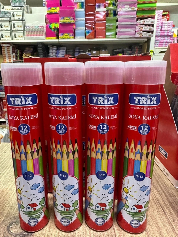 TRİX METAL KUTU 12Lİ KURU BOYA / 12Lİ STANT
