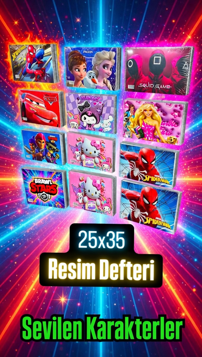 / ÇOK SATAN KARAKTERLİ 25X35 Resim Defteri