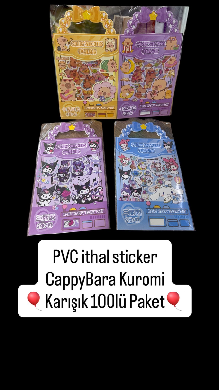 CAPPYBARA KUROMİ ÇANTALI PVC STİCKER /100LÜ KARIŞIK PAKET