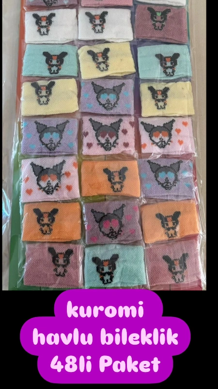 Kuromi Havlu Bileklik Trend / 48li Paket