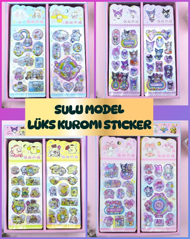 Sulu Lüks Kuromi Sticker / 24lü karma paket
