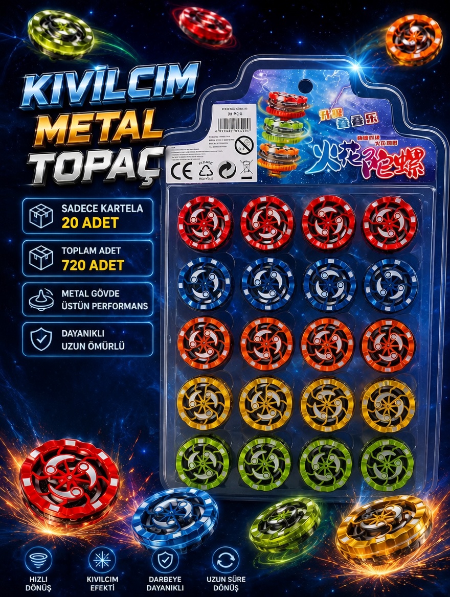 İşıklı Metal Topaç Yoyo / 20li Kartela