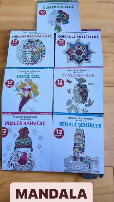 12 Yaprak Trend Mandala Boyama / 24lü Paket
