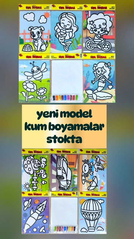 Renkli Model Yeni Tasarım Kum Boyama / paket 60lı