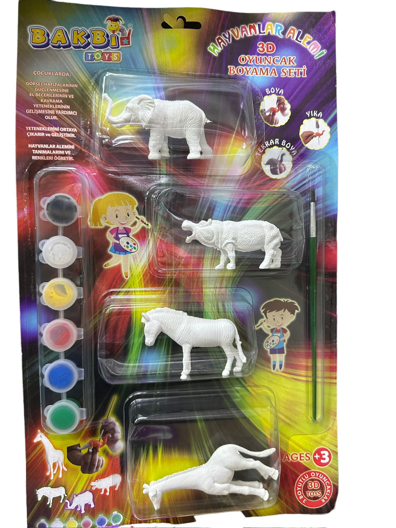 DİNAZOR BOYAMA SETİ BOYA + FIRÇA DAHİL