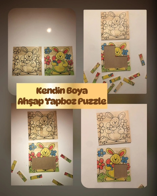 Kendin Boya Ahşap Puzzle /YENİ TASARIM