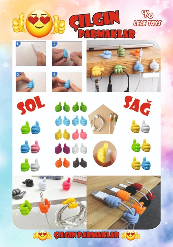 Çılgın Parmaklar Kablo Tutucu / 200lü paket