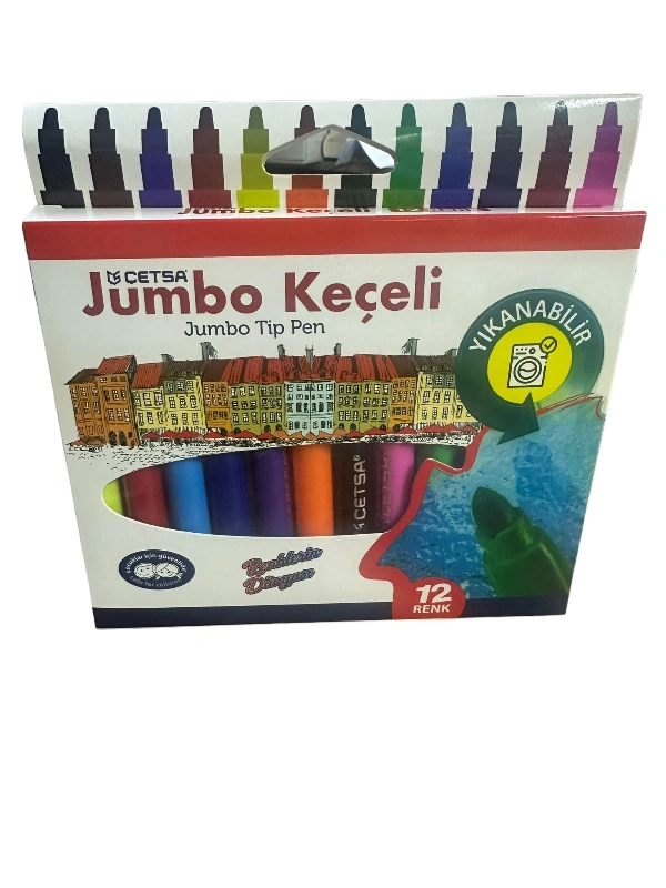 12 Renk Jumbo Keçeli Kalem Seti  Çetsa