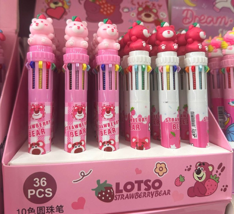 PEMBE SEVİMLİ AYICIK 10 RENK KALEM / 36LI STANT