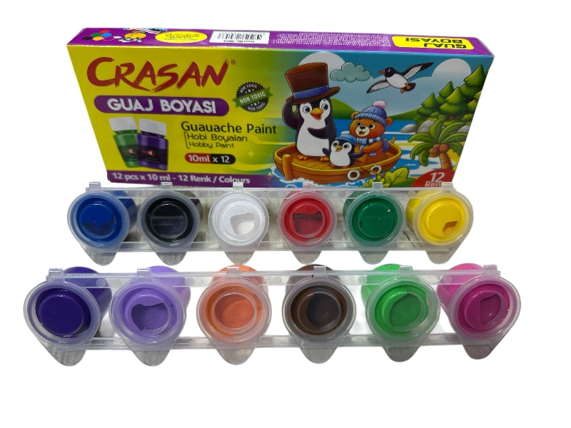 Adet: 35 ₺ / CRASAN 12Renk Guaj Boya / 12li Paket