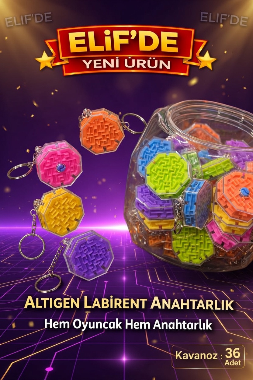 Labirent Oyunlu Anahtarlık/ 36li Kavanoz