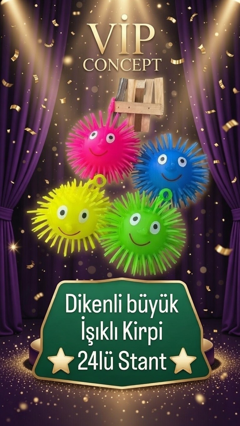 Dikenli Büyük Kirpi İşıklı / 24lü Stant