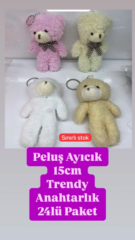 Peluşlu Ayıcık Oyuncaklı Anahtarlık/ Paket 24lü