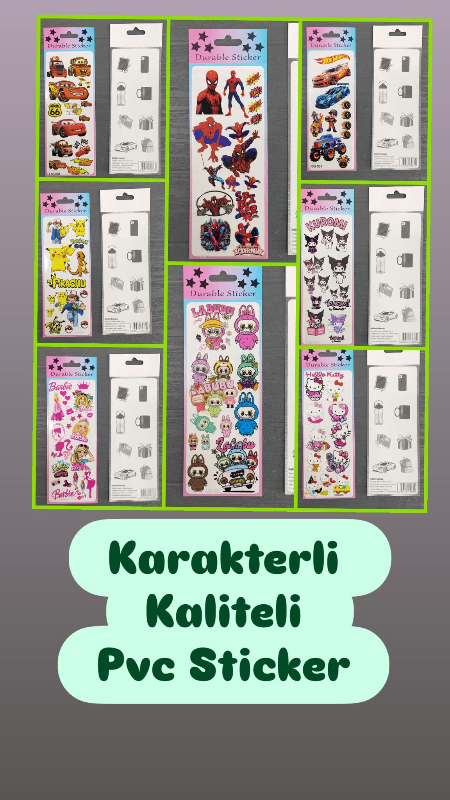 KARAKTERLİ STİCKER PVC KALİTELİ / 120Lİ PAKET