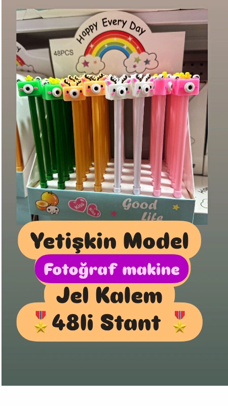 Fotoğraf Makine Modelli Silikon Jel Kalem / 48li