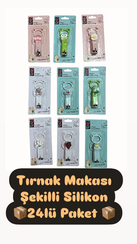 Silikon Süslü Tırnak Makası / 24lü Paket