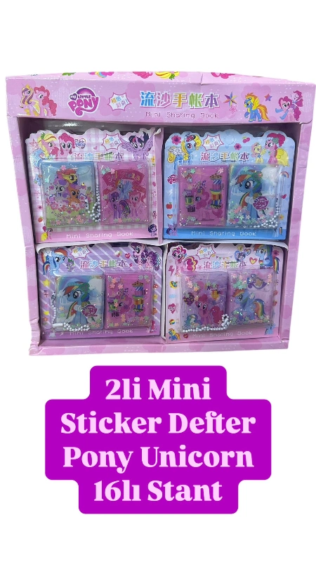 2li Mini Sulu Defter Unicorn-Pony / 16lı Set