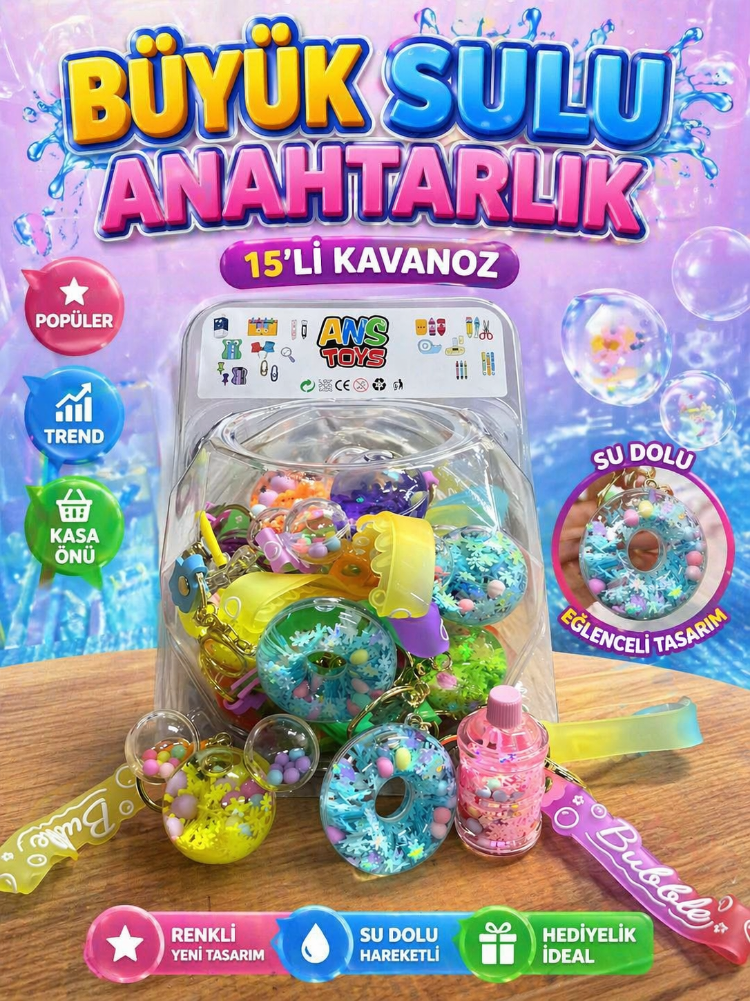Büyük Sulu Anahtarlık / 15li Kavanoz
