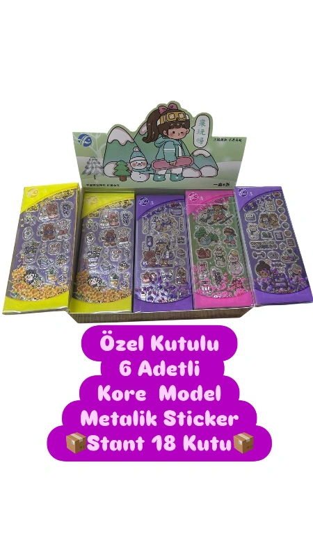 ÖZEL KUTULU 6LI STİCKER / 18Lİ STANT
