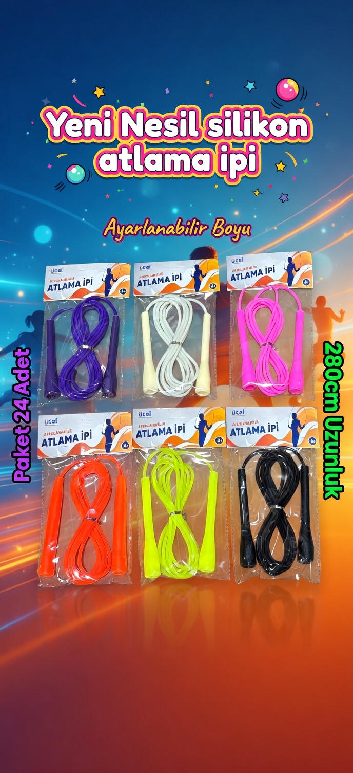 ATLAMA İPİ Silikon - Ayarlanabilir-280cm/ 12li Paket